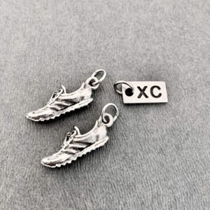 Pewter Running SHOE XC Charm Set - Pair of Running Shoe Charms - 2 Pewter Runnin...